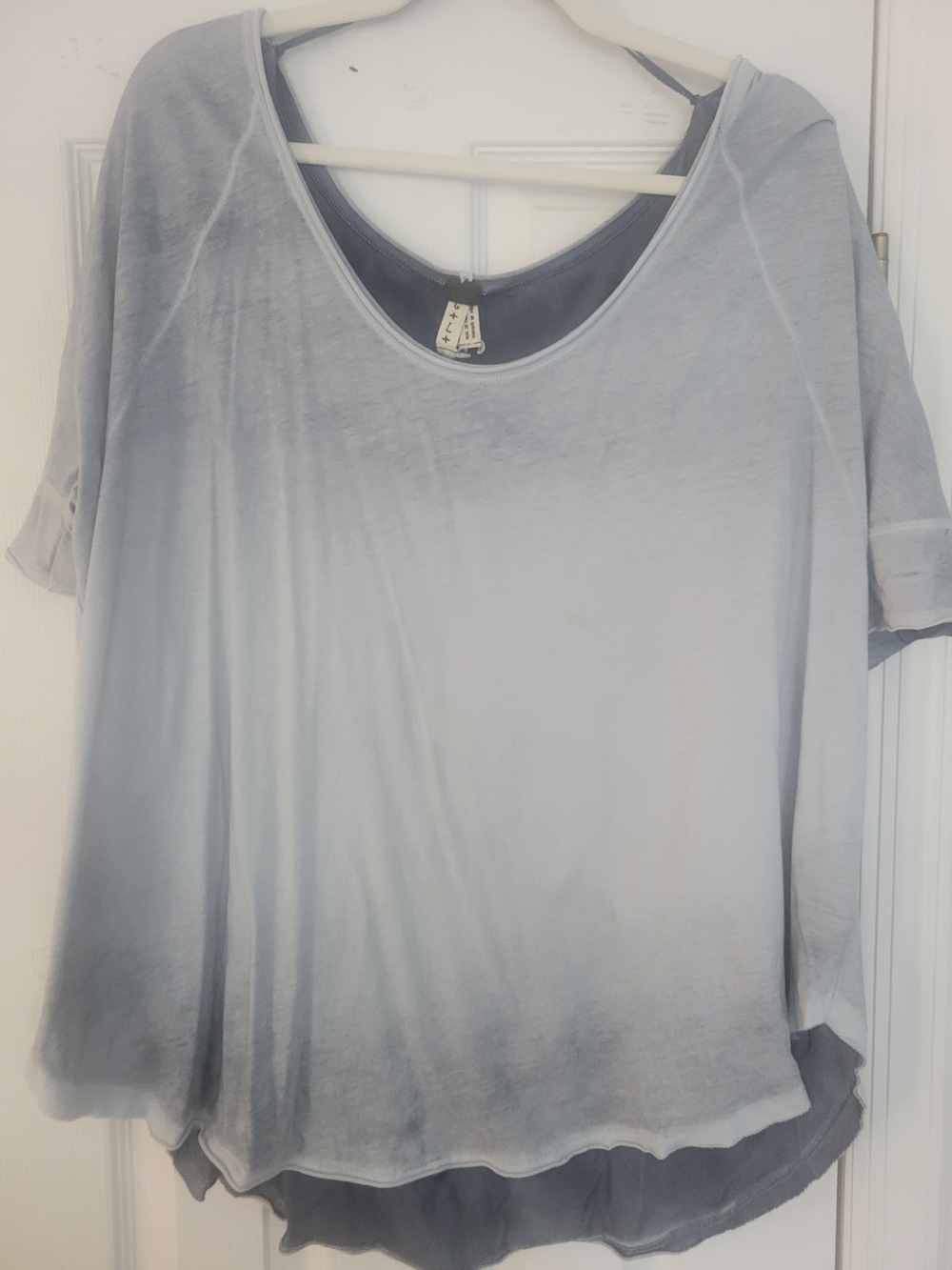 Free People Light Blue to Slate Ombre Scoop Neck Tunic